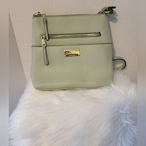 Carlo G Light Green Crossbody Bag with Gold Accents